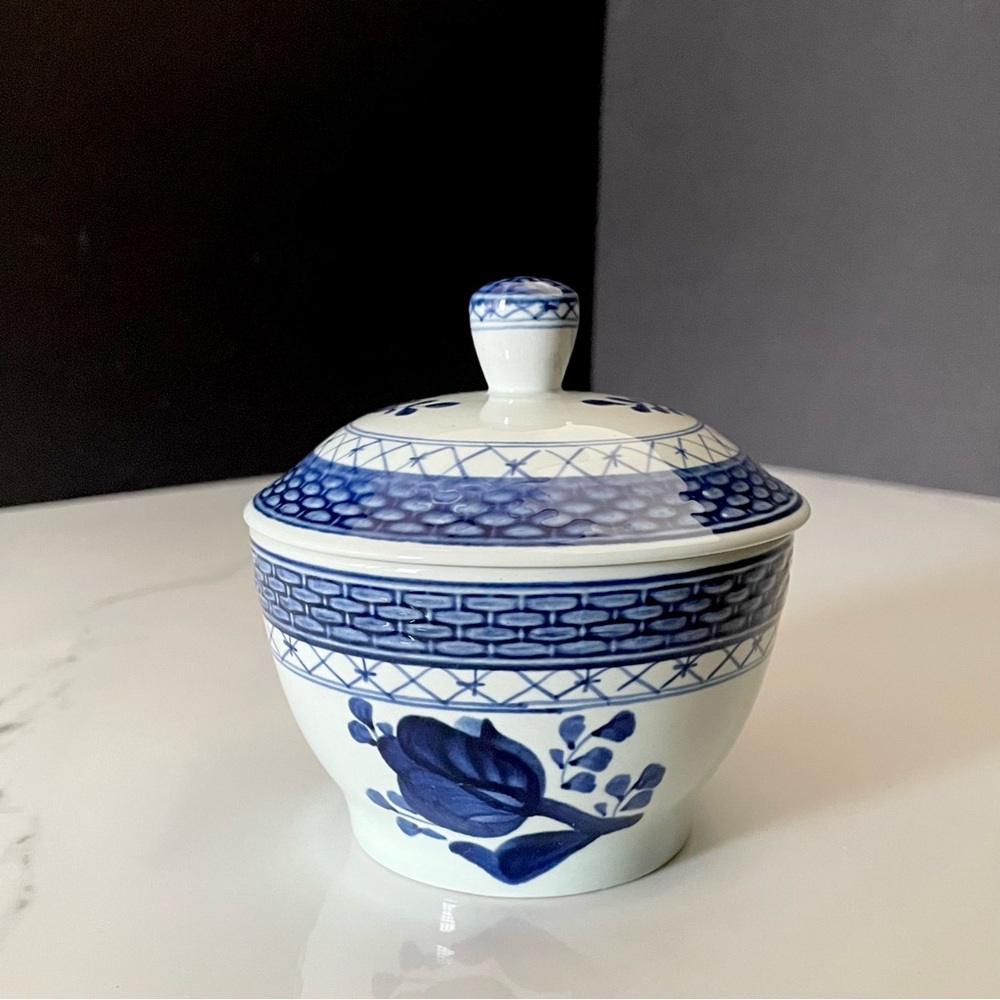 Tranquebar Blue Lidded Sugar Bowl by Royal Copenhagen